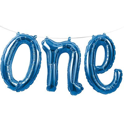 Foil Balloon One - Blue - DIY Inflation & Self Sealing - 102cm