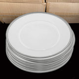 Charger Plate - White with Silver Edge - 33cm Diameter - 12 Pack