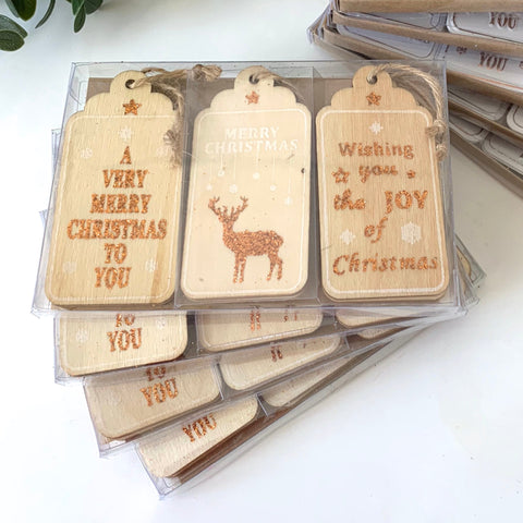 Christmas Tags / Tree Ornament - 6 pack - Wood