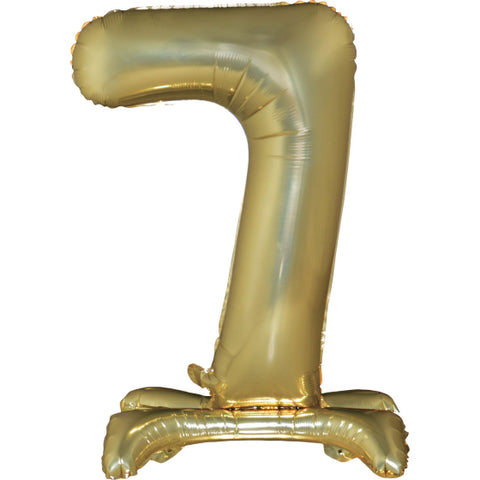 Number 7 Standing Foil Balloon - White Gold - 76cm - Air Filled