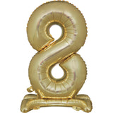 Number 8 Standing Foil Balloon - White Gold - 76cm - Air Filled