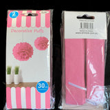 Tissue Pom Poms Pack - Pink & Kraft 7 Pieces
