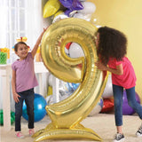 Number 5 Standing Foil Balloon - White Gold - 76cm - Air Filled