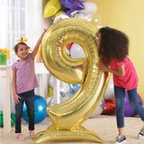 Number 0 Standing Foil Balloon - Rainbow - 76cm - Air Filled