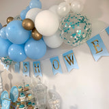 Baby Shower Banner - Blue with Gold Foil Print - 2.25m