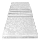 Jacquard Table Runner - Scroll Pattern - White 240cm