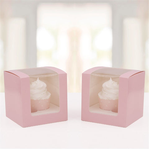 Pink Cupcake Box - 4 Pack - 10cm