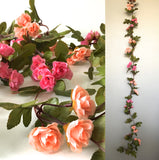 Mini Rose Garland - 230cm - Pink & Peach