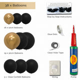 Balloon Arch Garland DIY Kit - Black & Gold - 1.7m