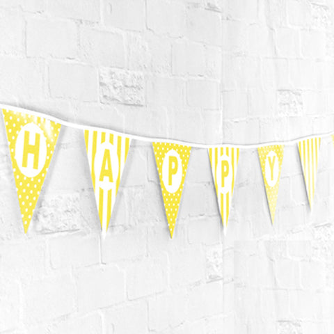 Happy Birthday Banner - Yellow - 4.8m