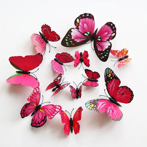 Pink Butterfly Decorations - 12 Pieces