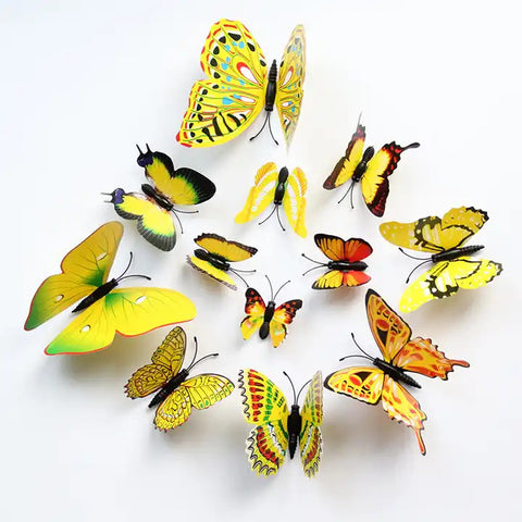 Yellow Butterfly Decorations - 12 Pieces