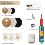Balloon Arch Garland DIY Kit - Black, Sand & Gold - 1.7m