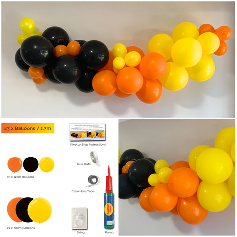Construction Zone Digger Party Black Orange Yellow Balloon Garland DIY Kit Party Plaza