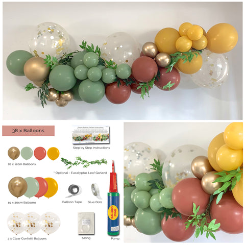 rustic green brown mustard balloon arch garland kit 