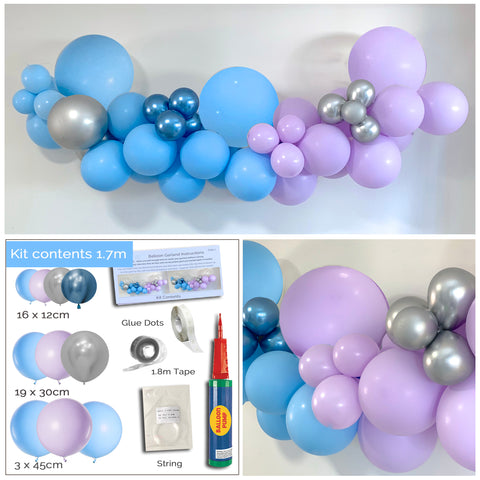 Balloon Arch Garland Frozen Blue purple silver party plaza