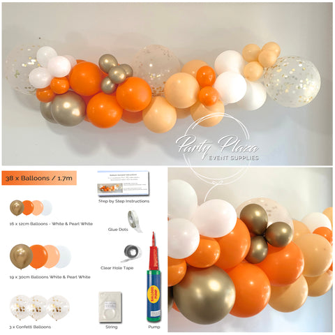 Balloon Garland DIY Kit - Orange, Peach & Gold - 1.7m – Party