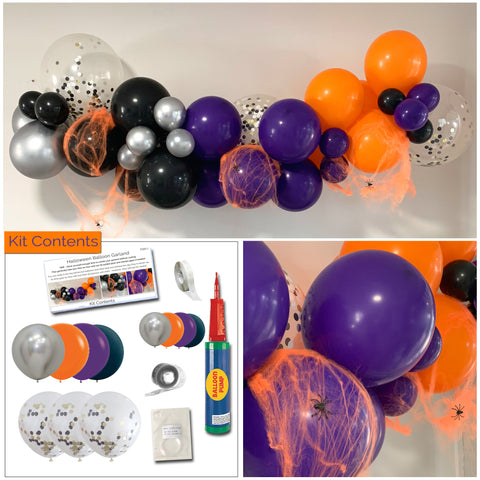 Halloween Balloon Garland Black Orange Purple Spiderweb