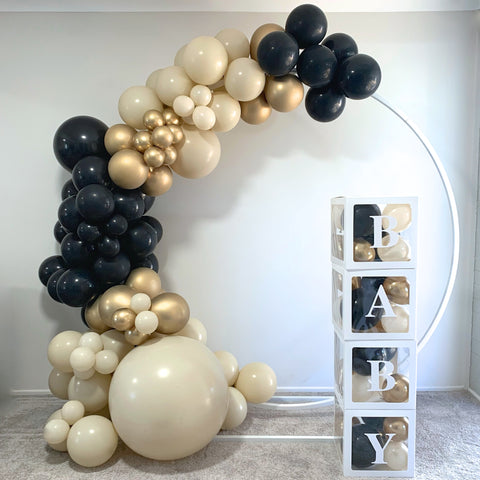 Balloon Garland DIY Kit - Large -104 Pieces 3.8m - Black, Gold & Sand