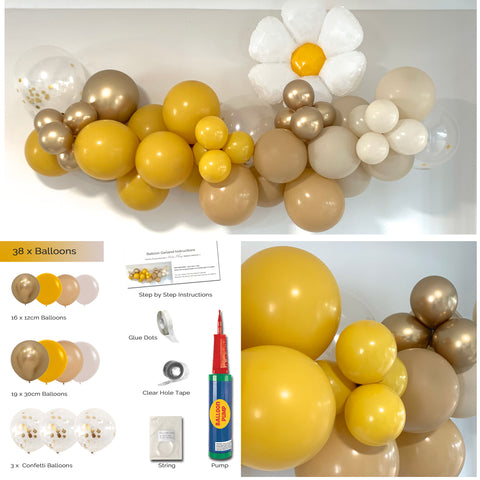 Balloon Garland DIY Kit - Mustard, Latte, Gold & Sand -  1.7m