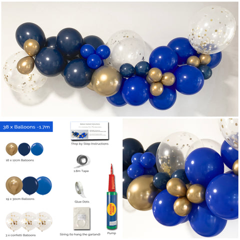 Balloon Garland DIY arch kit Navy Blue and Gold 