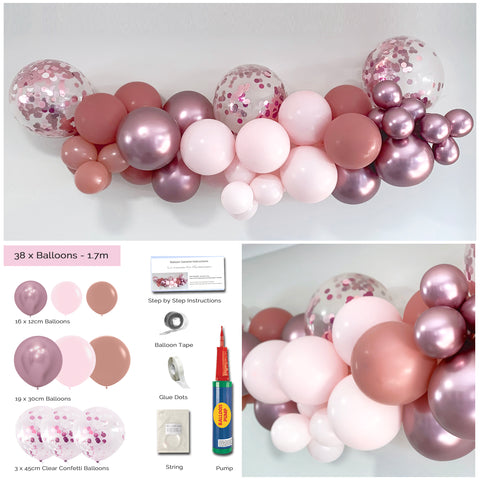 Pink Balloon Garland arch kit and contents