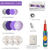 Balloon Arch Garland DIY Kit - Purple & Silver - 1.7m