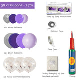 Balloon Garland DIY Kit - Purple & Silver - 1.7m