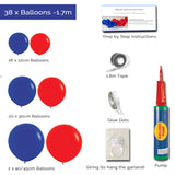 Balloon Garland DIY Kit - Red & Blue "Superhero" - 1.7m