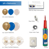 Balloon Garland DIY Kit - Royal Blue, Sand & Gold - 1.7m