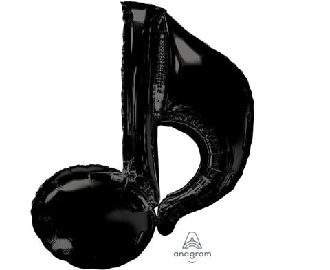 Foil Balloon - Black Music Note - 88cm - Self Sealing - Air or Helium