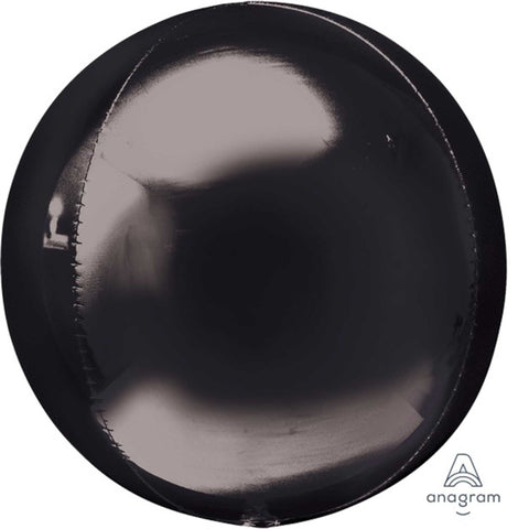 Foil Balloon - Orbz Metallic Black - 38cm
