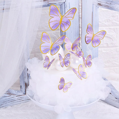 Purple Butterfly Cake Toppers - 10 Pieces
