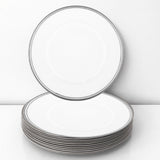 Charger Plate - White with Silver Edge - 33cm Diameter - 12 Pack