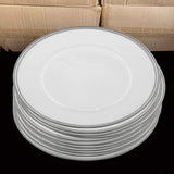 Charger Plate - White with Silver Edge - 33cm Diameter - 12 Pack