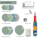 Balloon Garland DIY Kit - Large -104 Pieces - Dusk Eucalyptus