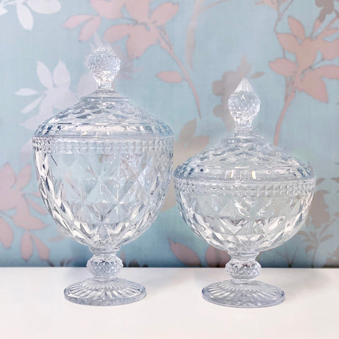 Glass Crystal Pattern Lolly Candy Jars 