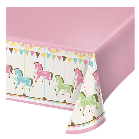 Carousel Table Cover Plastic Pink 