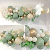 Balloon Garland DIY Kit - Rustic Eucalyptus Green, Gold, White & Sand - 1.7m