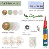 Balloon Garland DIY Kit - Rustic Eucalyptus Green, Gold, White & Sand - 1.7m