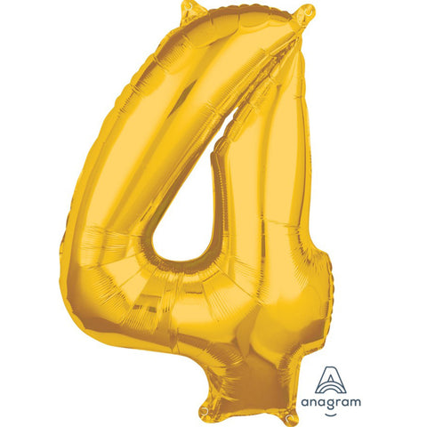 Foil Number Balloon - Gold - 4 - 66cm Medium