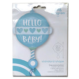 Foil Balloon - Blue Baby Rattle - 60cm - Self Sealing - Air or Helium