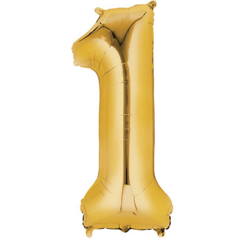 Foil Number Balloon - Gold - 1 - 66cm Medium