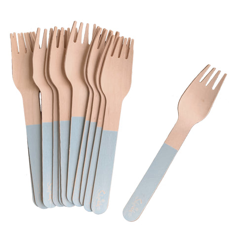 Wooden Forks - 12 Pack - Blue