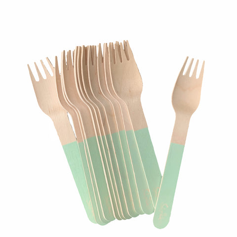 Wooden Forks - 12 Pack - Green