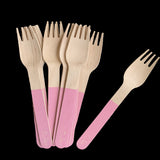 Wooden Forks - 12 Pack - Pink
