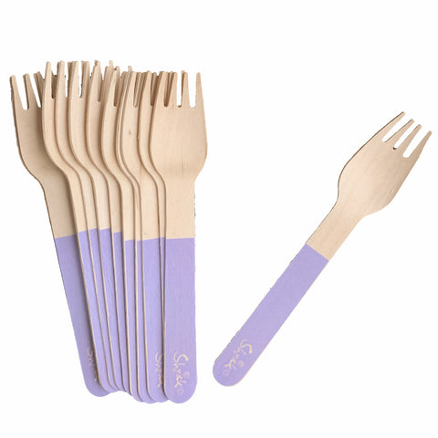 Wooden Forks - 12 Pack - Purple