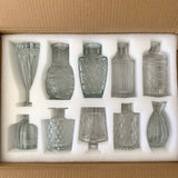 Mini Glass Bottles - Set of 10 - Vintage Crystal Cut
