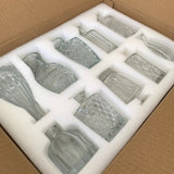 Mini Glass Bottles - Set of 10 - Vintage Crystal Cut