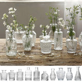 Mini Glass Bottles - Set of 10 - Vintage Crystal Cut